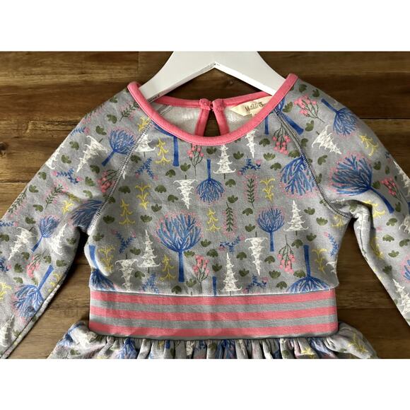 NEW Matilda Jane Make Believe Around Town Woodland Trees Gray Pink Knit Dress 6 - Picture 3 of 8